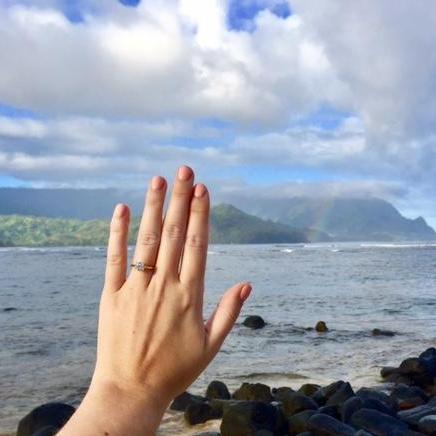 Here is the beach  in Hanalei Bay where Alex proposed - check out that rainbow!