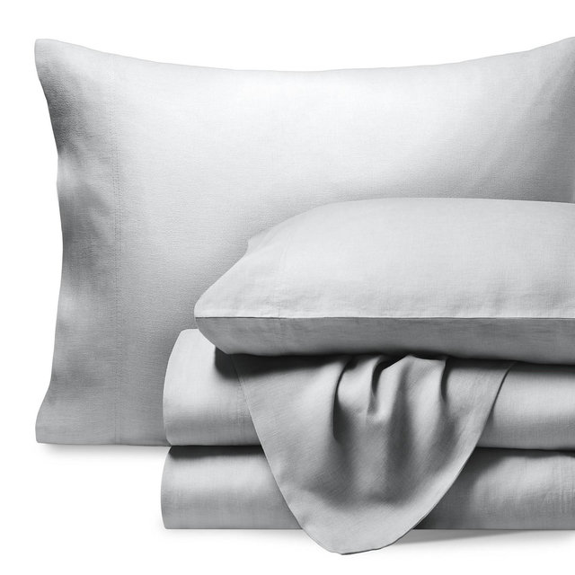 Linen Glacier Grey Queen Bed Sheet Set by Bare Home