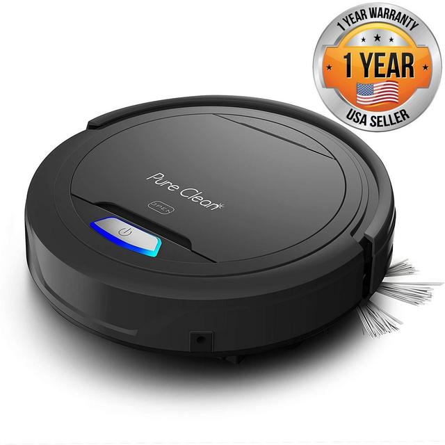 PUCRC26B Automatic Robot Vacuum Cleaner - Lithium Battery 90 Min Run Time - Robotic Auto Home Cleaning for Clean Carpet and Hardwood Floor Dry Mopping - HEPA Pet Hair Allergies Friendly - Pure Clean