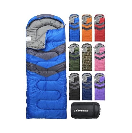MalloMe Sleeping Bags for Adults Cold Weather & Warm - Backpacking Camping Sleeping Bag for Kids 10-12, Girls, Boys - Lightweight Compact Camping Essentials Gear Accessories Hiking Sleep Must Haves