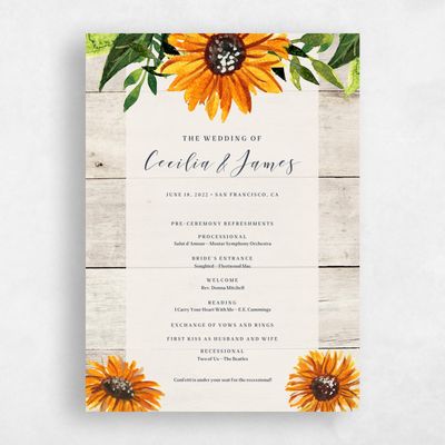 Linen, Beige Wedding Program - Sunnyridge