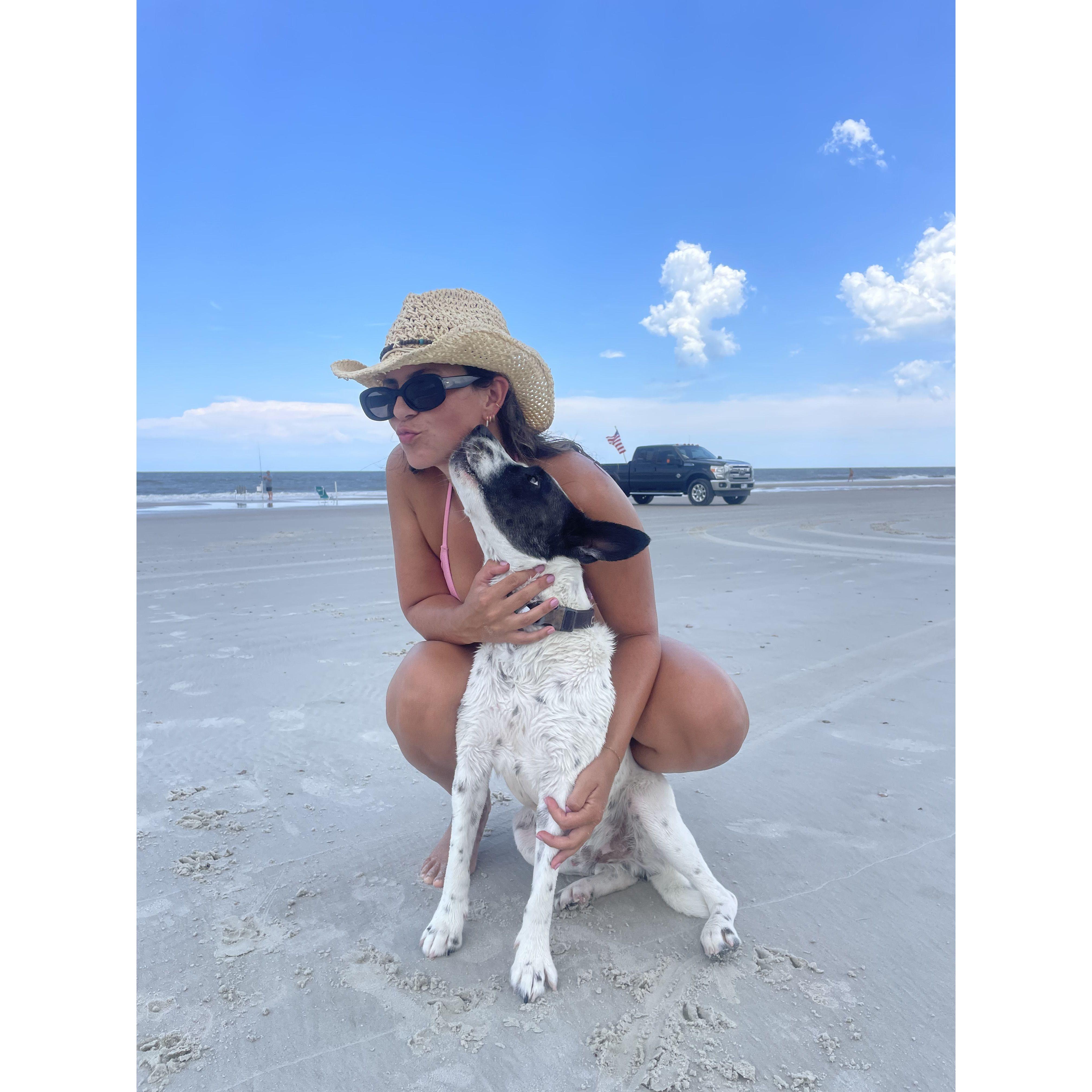 Rayne and Austin's first fur baby. This crazy monkey loves long walks, beach days, and cuddling up with his favorite humans.