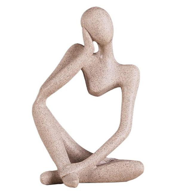 Ozzptuu Sandstone Resin Thinker Style Abstract Sculpture Statue Collectible Figurines Home Office Bookshelf Desktop Decor (Style 5)