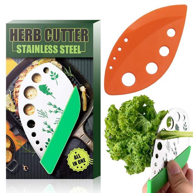 Kale Cilantro Herb Stripper Kitchen Gadgets Thyme Lettuce Romaine Fresh Razor 8 & 9 holes Metal & plastic Tools for Collard Greens Basil Rosemary vegetables (2PCS)