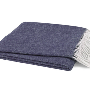The Monogrammed Home - Indigo Herringbone Lands Down Under Throw Blanket