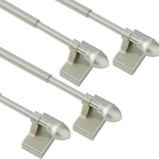 4 Pack Magnetic Curtain Rod for Metal Doors Windows,9 to 16 Inch,Multi-Use Adjustable Appliance for Iron and Steel Place,1/2 Inch Diameter, Tool Free,Nickel