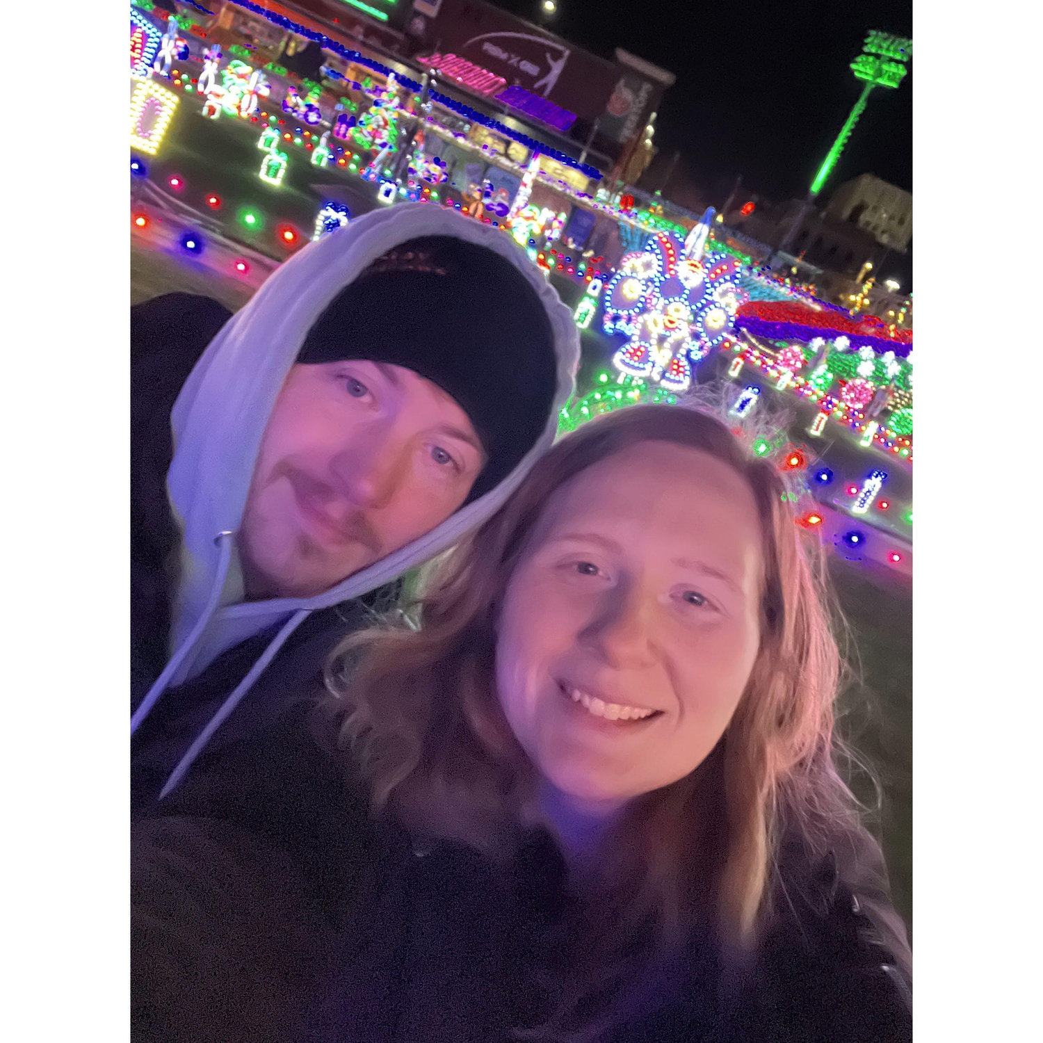 Christmas Lights at the Tincap's stadium