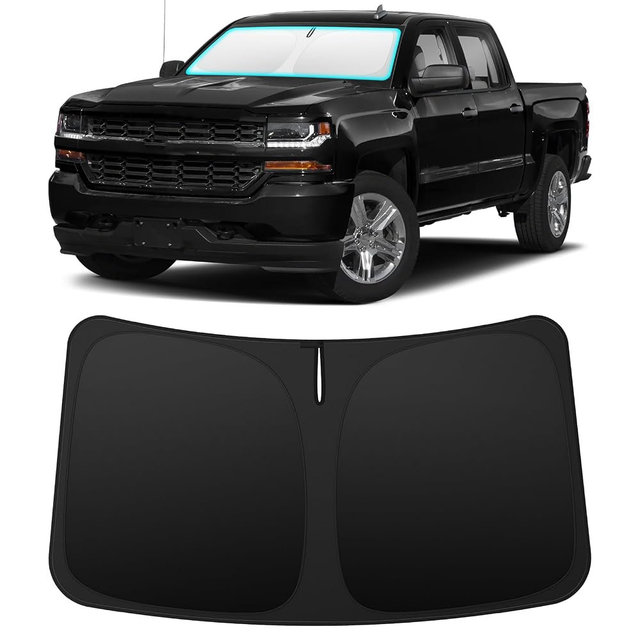 INSAUTO Custom Fit Windshield Sun Shade Accessories for Chevrolet/Chevy Silverado/GMC Sierra 2014-2018, Foldable Front Window Sunshade, UV & Heat Reflector, Keeps Interior Cool, Includes Storage Bag