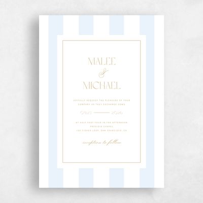 Light Sky, Blue Wedding Invitation - Cancun Portrait