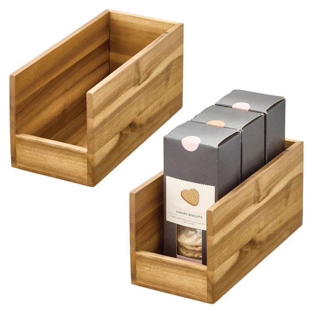 iDesign Acacia Wood Open-Front Pantry Bin - Set of 2 - Natural