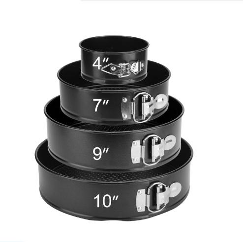 Springform Pan Set of 4, 4/7/9/10inch Cake Pan, Non-Stick Leak-Proof with Removable Bottom, Cheesecake Pan for Baking, Black