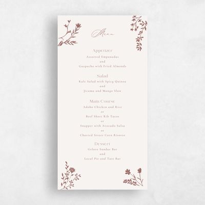 Clay Brown Wedding Menu - Hazel