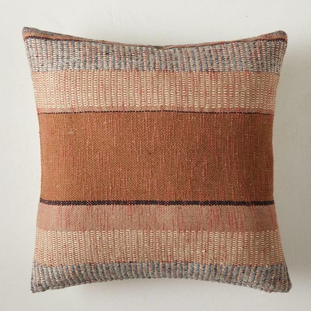 Bold Center Mixed Stripe Pillow Cover, 20"x20", Terracotta