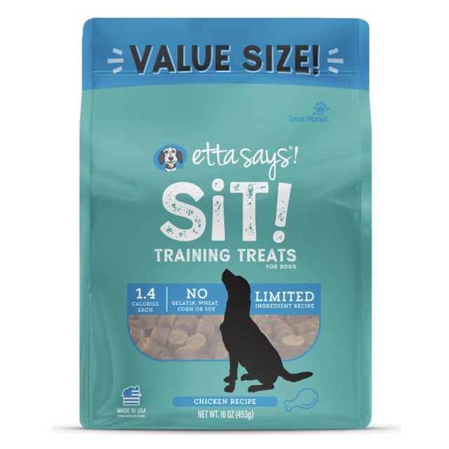 Etta Says! Sit! Dog Training Treats, Chicken, 16-oz
