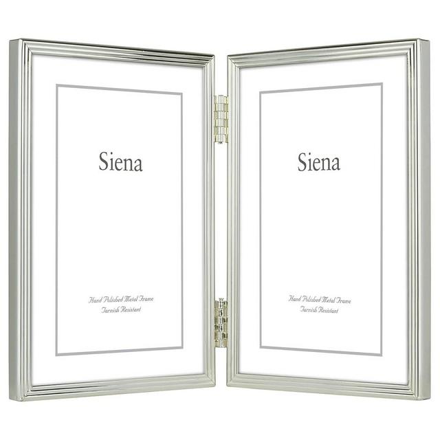 Siena Slim Grooved Silver Picture Frame, Tarnish Resistant Finish, Perfect Photo Frame for any End Table, Credenza, Shelf, or Nightstand, Silver 5x7, Double