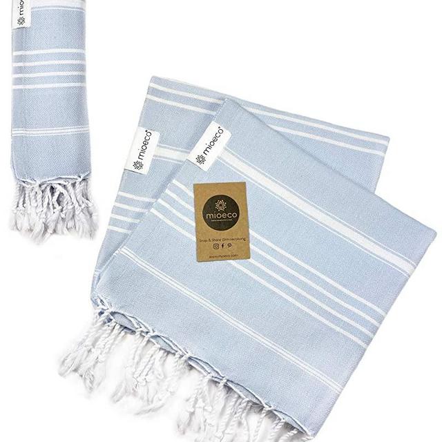 Authentic Cotton Turkish Hand Towel - Classic Luxury Set of 2 - 100% Organic Decorative Hand Towels for Bathroom, Kitchen & Home - Super Absorbent  &  Quick Drying - 36" x 18" - Prewashed