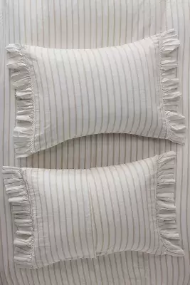 Organic Cotton Spa Sateen Ruffled Shams, Set of 2
