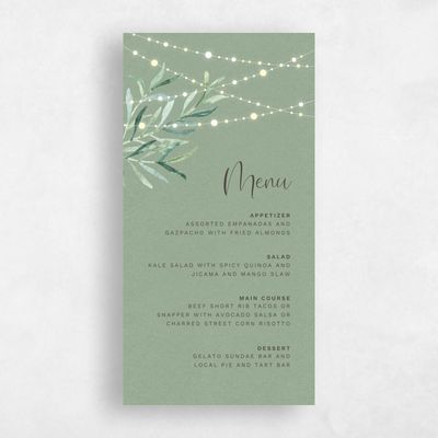 Green Wedding Menu - Saranac