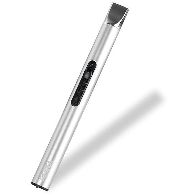 REIDEA Candle Lighter, Electric Arc Lighter with Safe Protector Button, USB Rechargeable Lighter Perfect for Camping Cooking BBQ Fireworks (Sliver)