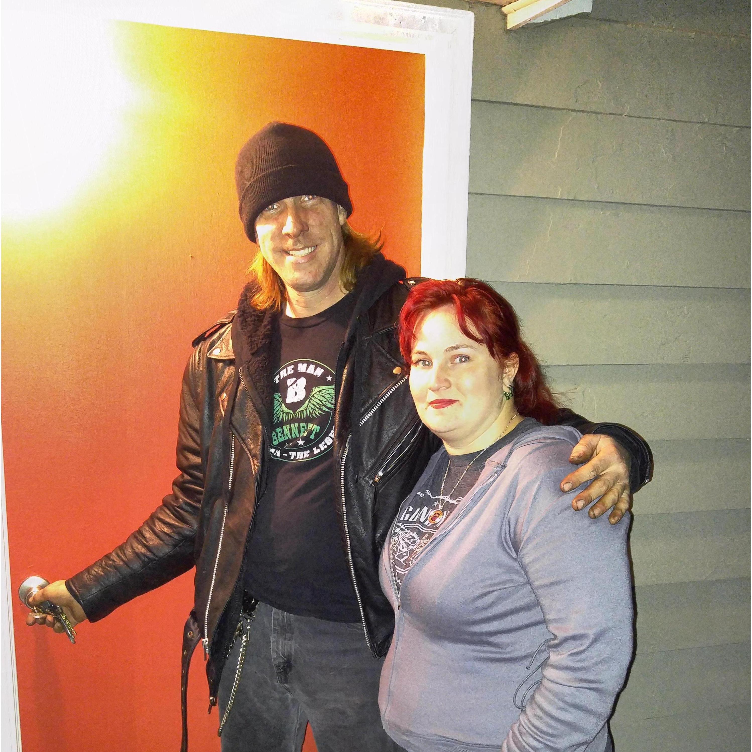 Opening the door to our first house together.