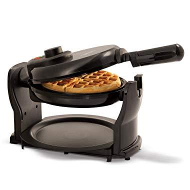 BELLA (13591) Classic Rotating Non-Stick Belgian Waffle Maker with Removeable Drip Tray & Folding Handle, Pro Black