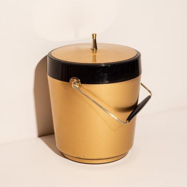 Vintage Gold and Black Ice Bucket