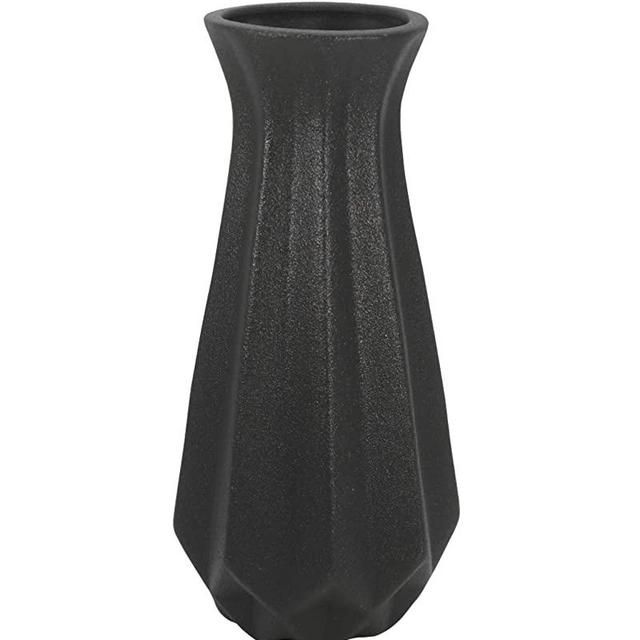 Gemseek 8 Inch Black Ceramic Flower Vase, Modern Table Vase for Living Room Indoor Home Decor, Wedding Centerpieces/Arrangements