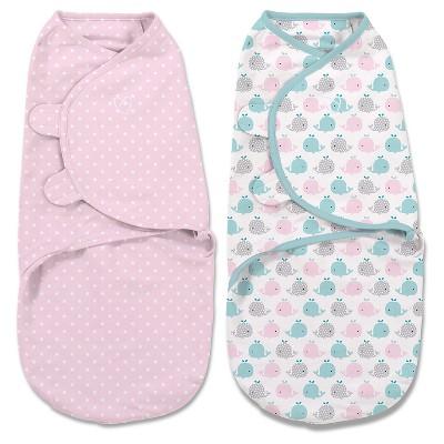 SwaddleMe Original Swaddle 0-3M - 2pk Whales/Pink Stars S