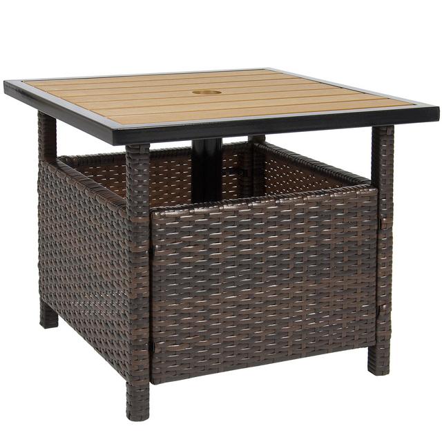 Patio Umbrella Stand Wicker Rattan Outdoor Furniture Garden Deck Pool