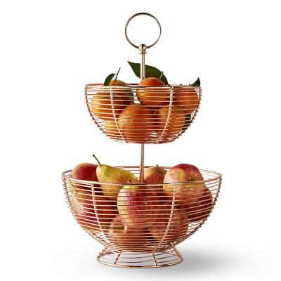 Copper Wire Fruit Basket, Tiered