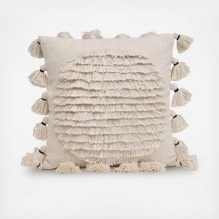 Embroidered Pillow with Fringe & Tassel Trim