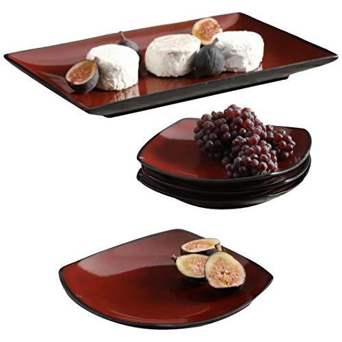 Gibson Overseas, Inc. Soho Lounge Serving Set, 5 Piece, Red