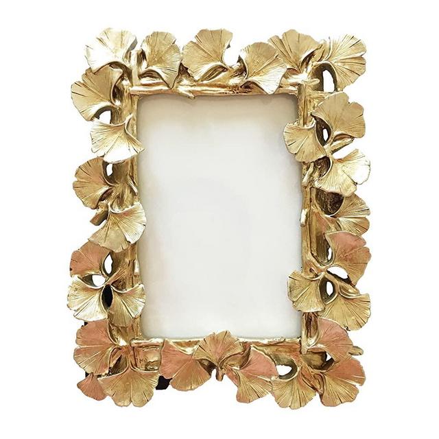 BeneAlways Ginkgo Leaves Photo Frame Polyresin Picture Frame for Photo Lovers (Gold Rectangle)