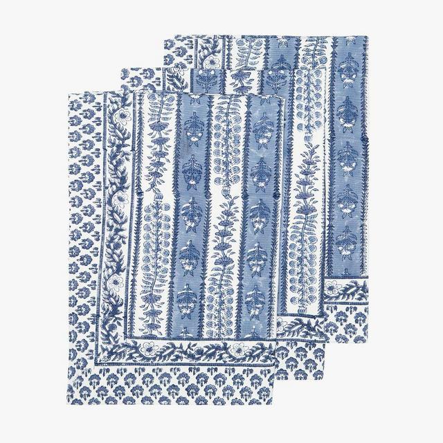 Provence Avignon Cotton Tea Towels, Set of 3 - Blue