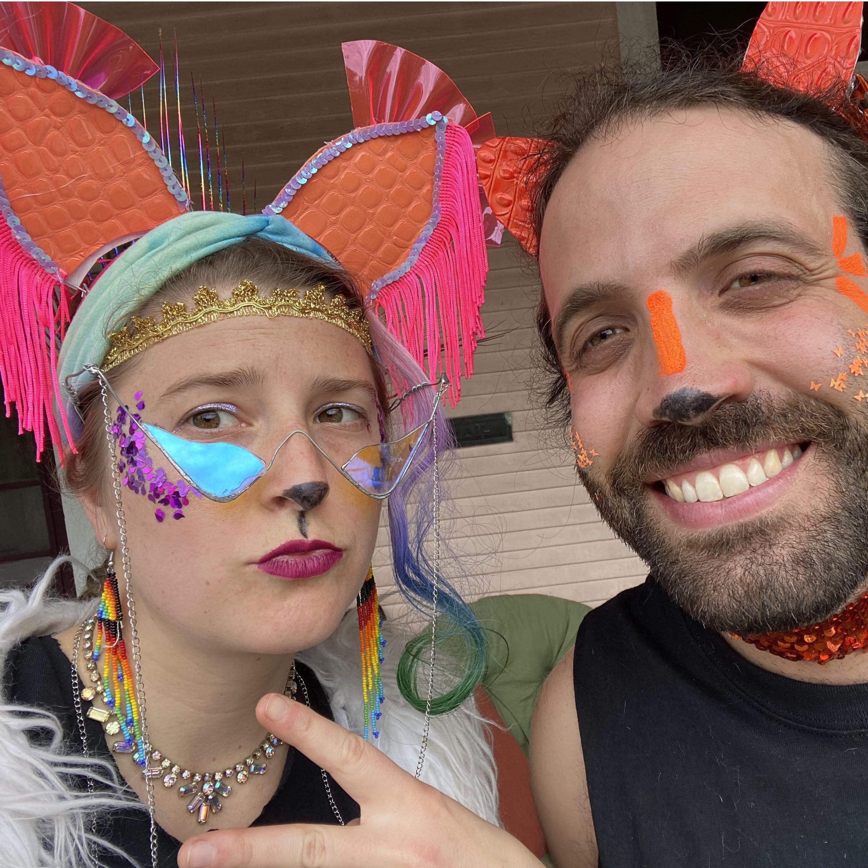 Dressed up as Alebrijes for Krewe Delusion parade with Tamojunto & Mayahuel