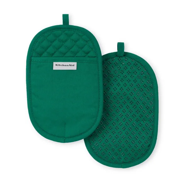 KITCHENAID Asteroid Pot Holder 2-Pack Set, Pebbled Palm Green, 6.5"x10"