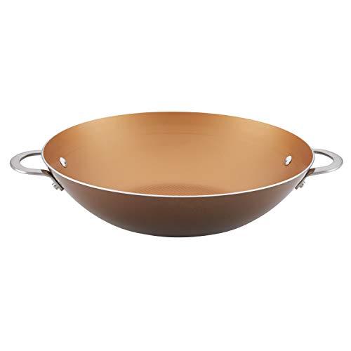 Ayesha Curry 10382 Home Collection Nonstick Wok/Stir Fry Pan/Wok Pan - 14 Inch, Brown Sugar