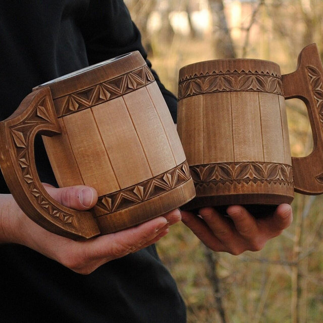 EXCLUSIVE hand carved wooden mug Groom Best man Groomsman gift viking tankard 5 anniversary for him Christmas Dad Husband personalize gift