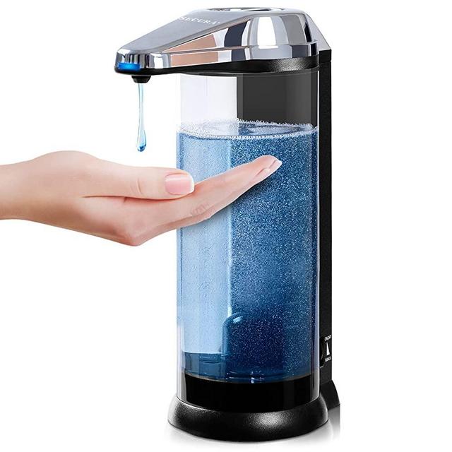Secura 17oz / 500ml Premium Touchless Battery Operated Electric Automatic Soap Dispenser w/Adjustable Soap Dispensing Volume Control Dial (Silver)