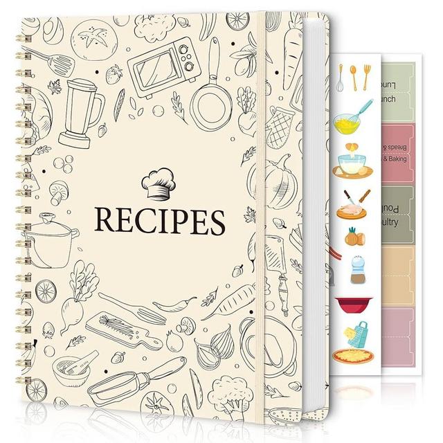 SKYDUE Blank Recipe Book to Write In Your Own Recipes, 8.5" x 11" Hardcover Recipe Journal with 140 Pages and Category Tabs