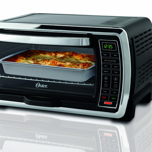 Oster Large Capacity Countertop 6-Slice Digital Convection Toaster Oven, Black/Polished Stainless, TSSTTVMNDG