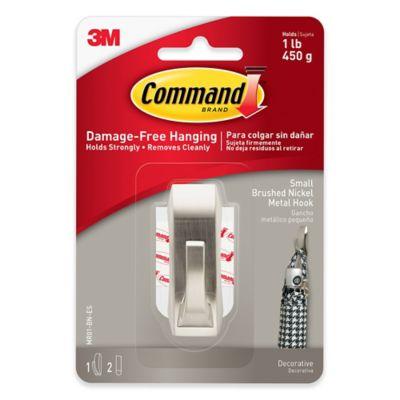 3M Command™ Damage-Free Hanging Small Wall Hook in Brushed Nickel