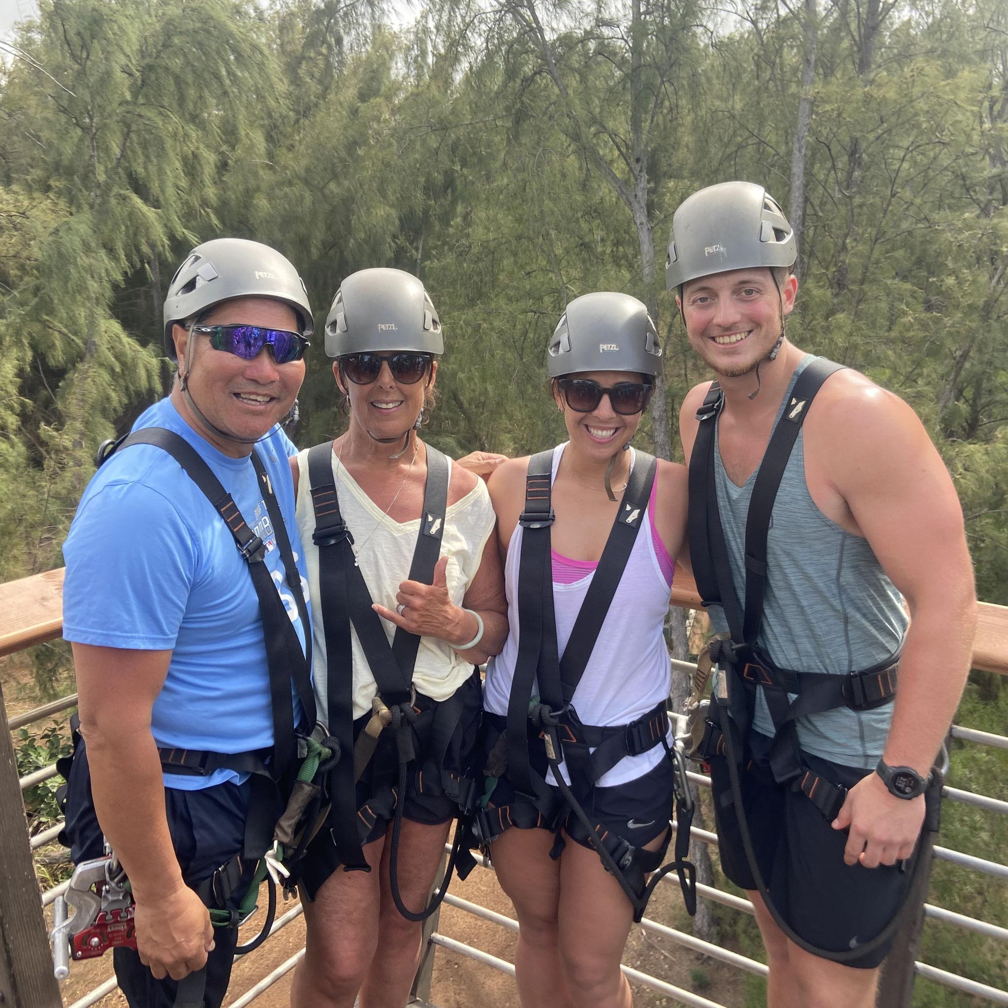 Ziplined through the island with the Kim's.