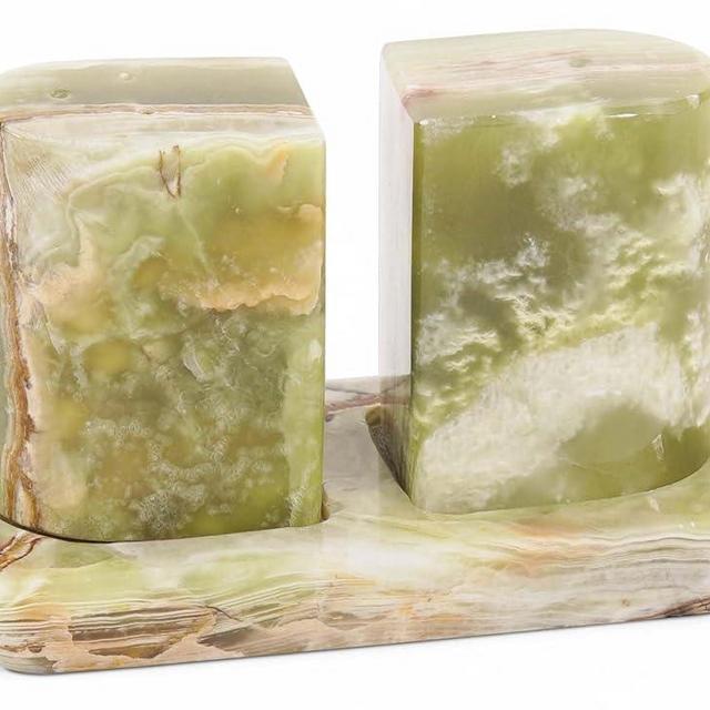Radicaln Marble Salt & Pepper Shakers Set – 2.5" Green Modern Kitchen Essentials for Cooking and Dining | Stone Spice Holder for Black Pepper, Pink Salt, Home & Farmhouse Decor