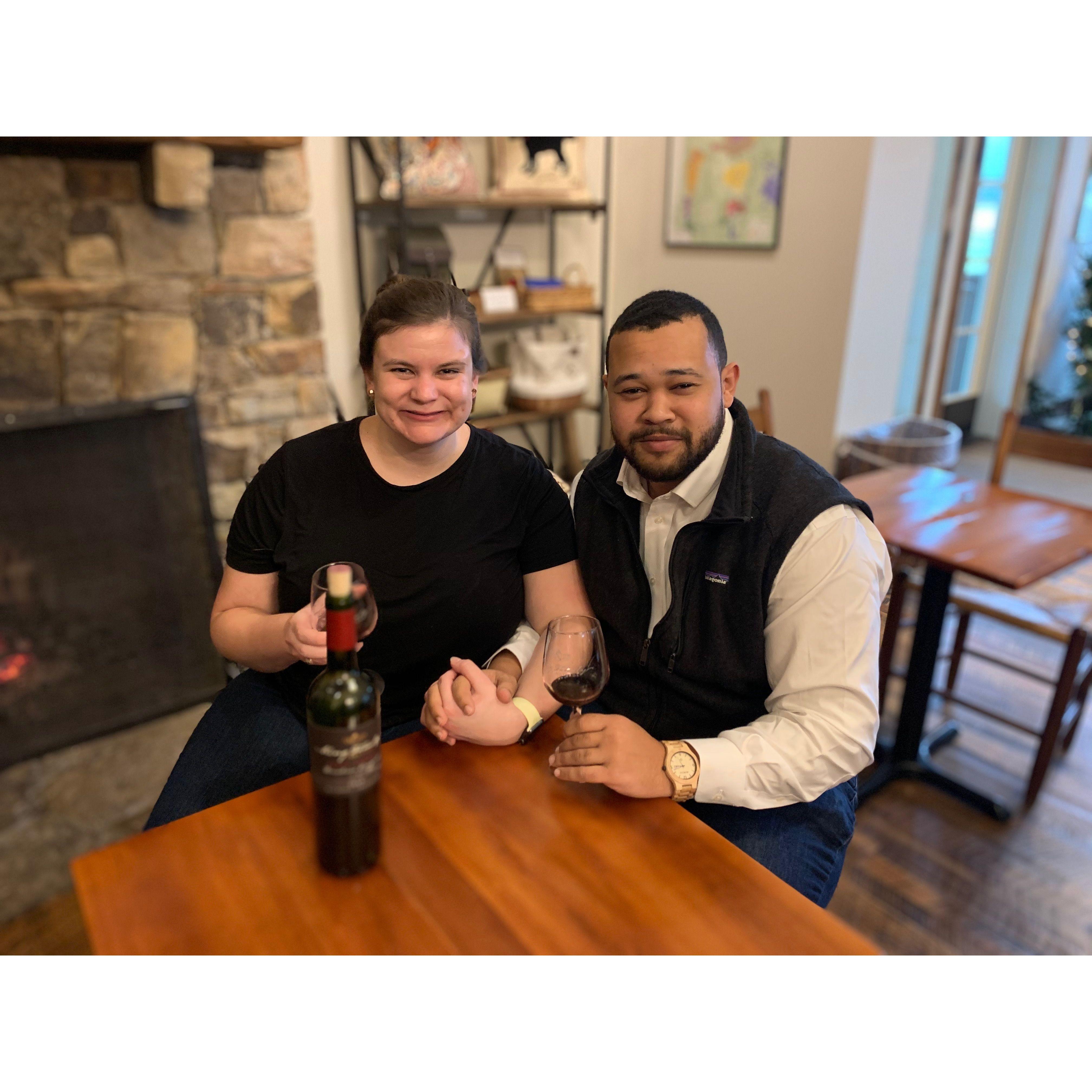 This was taken at a winery in Charlottesville, where we met, and was the first photo we took together!