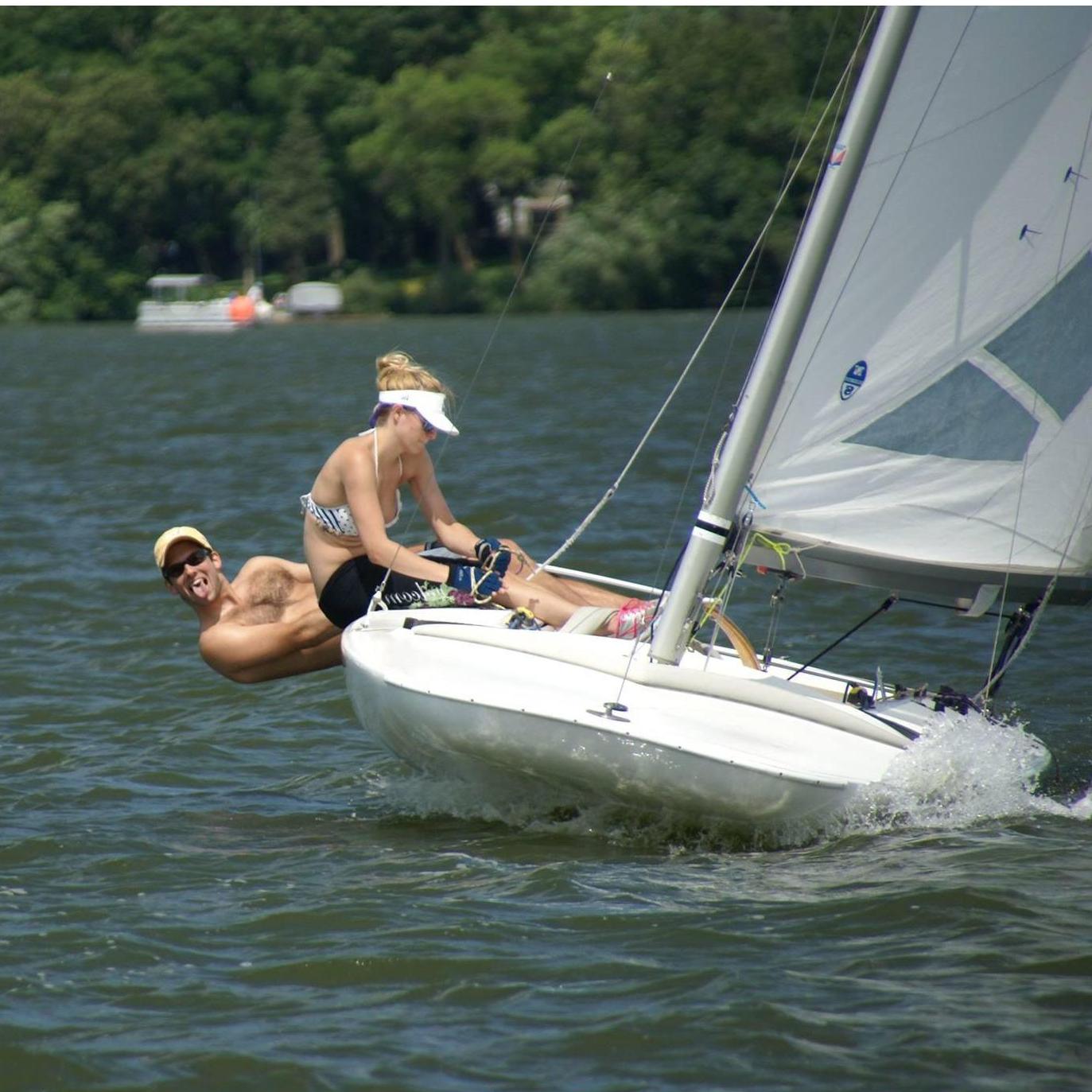 Our first time racing together! Amanda was very focused on not getting DFL.... Trevor was enjoying the moment :)