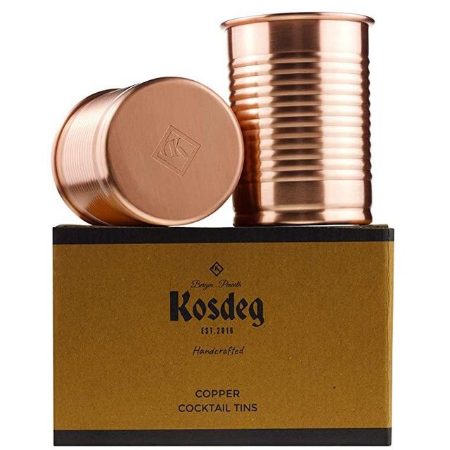Kosdeg Copper Cocktail Tins Set of 2 12oz - Chosen By Professional Bartenders - Bean Tin Design - Perfect Copper Mug Bar Set for Better Drinks - Ice Cold In Seconds