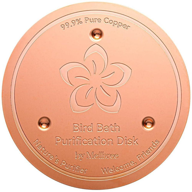 Mellbree Bird Bath Copper Disc, 0.6mm 99.99% Pure Copper for Natural All-Weather Water Care, Compatible with Most Outdoor Birdbaths, Bowls, Heaters & Solar Units (Flower)