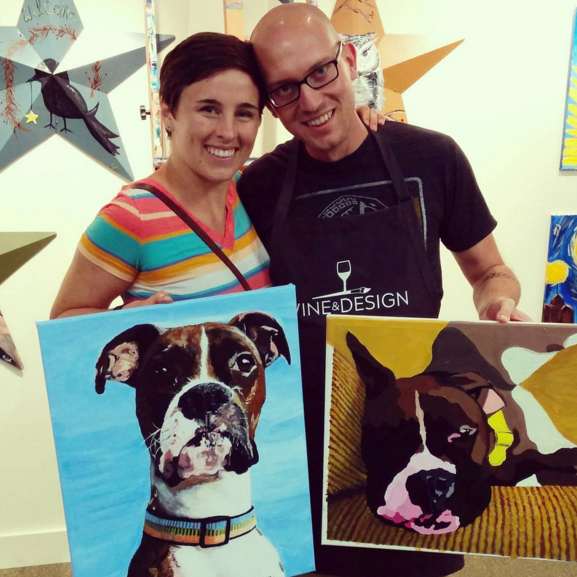 2015. It's when she knew he was for real. Paint Your Pet night in Ithaca, featuring Lucy the Boxer.