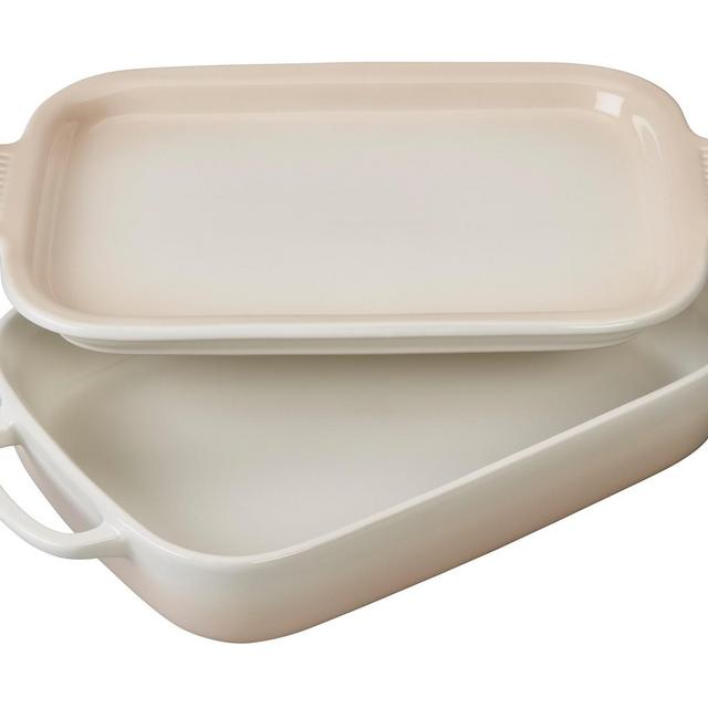 Rectangular Dish with Platter Lid, Meringue
